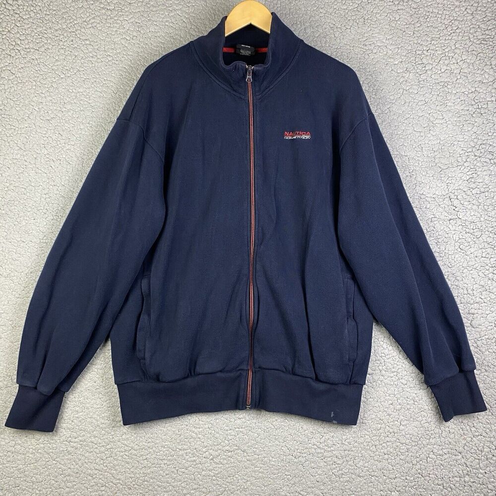 VTG Nautica Competition Men's Blue Full‎ Zip Track Suit Sweater Jacket Size XL